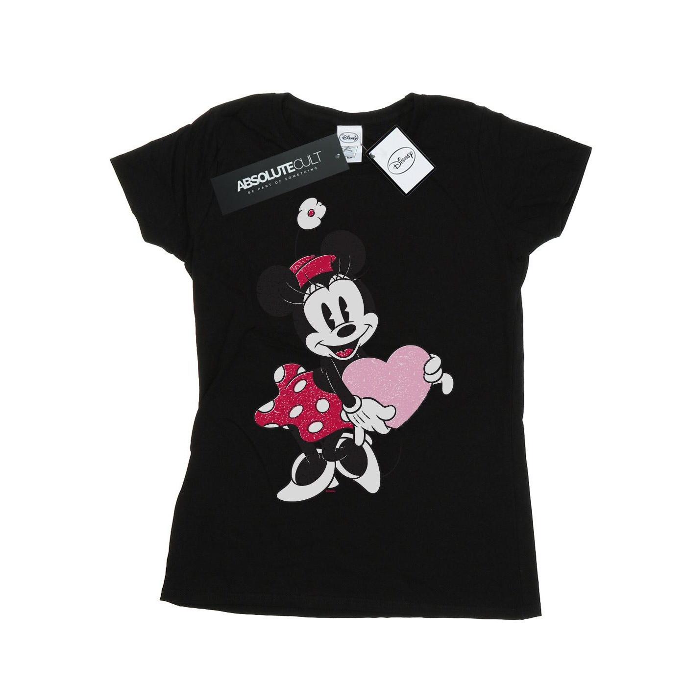 Image of Minnie Mouse Love Heart Tshirt Damen Schwarz XXL