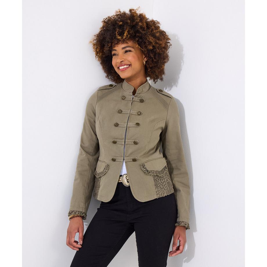 Militärische Jacke mit Spitzenbesatz