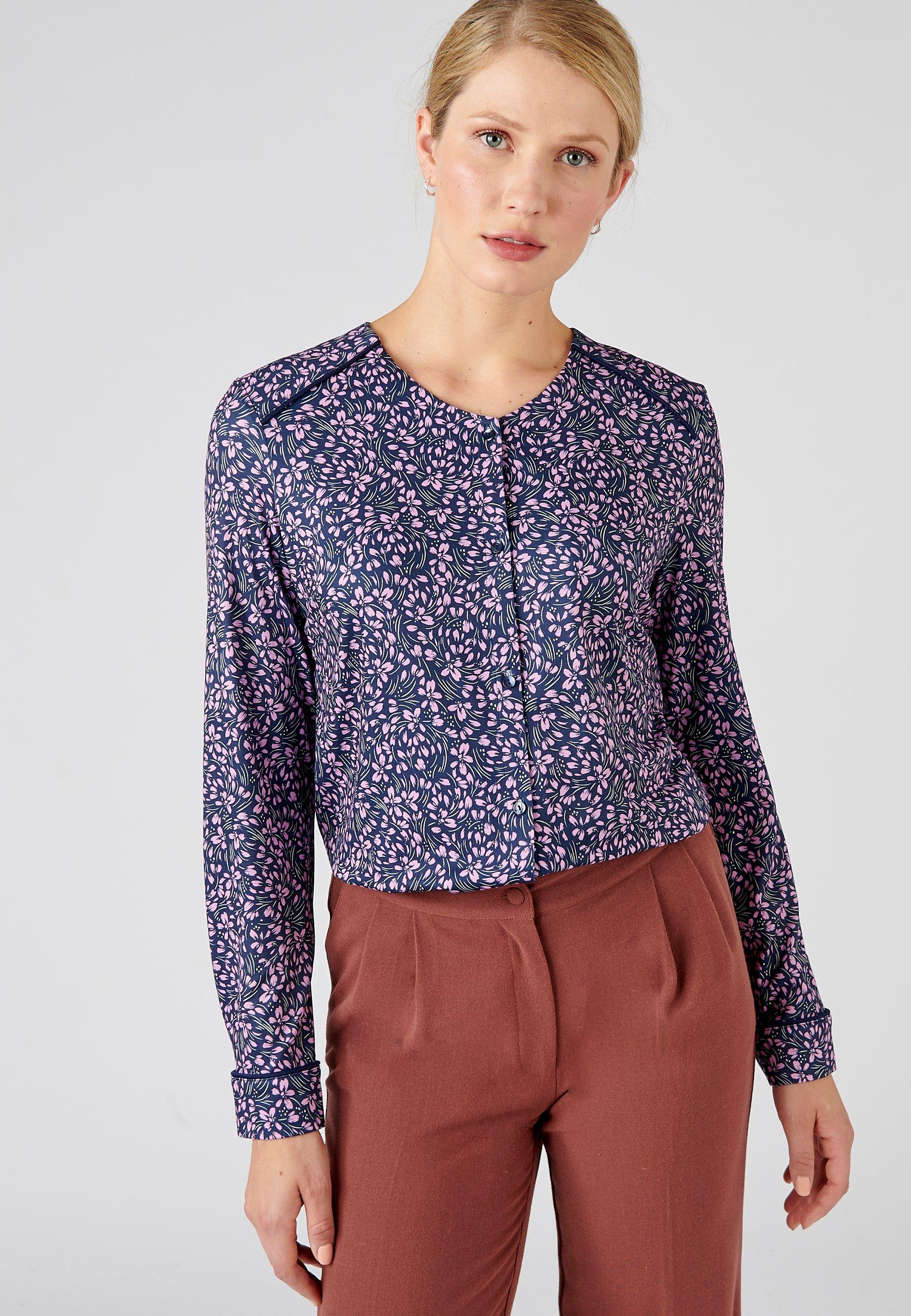 Image of Printbluse Aus Warmem Strick Damen Blau 42/44