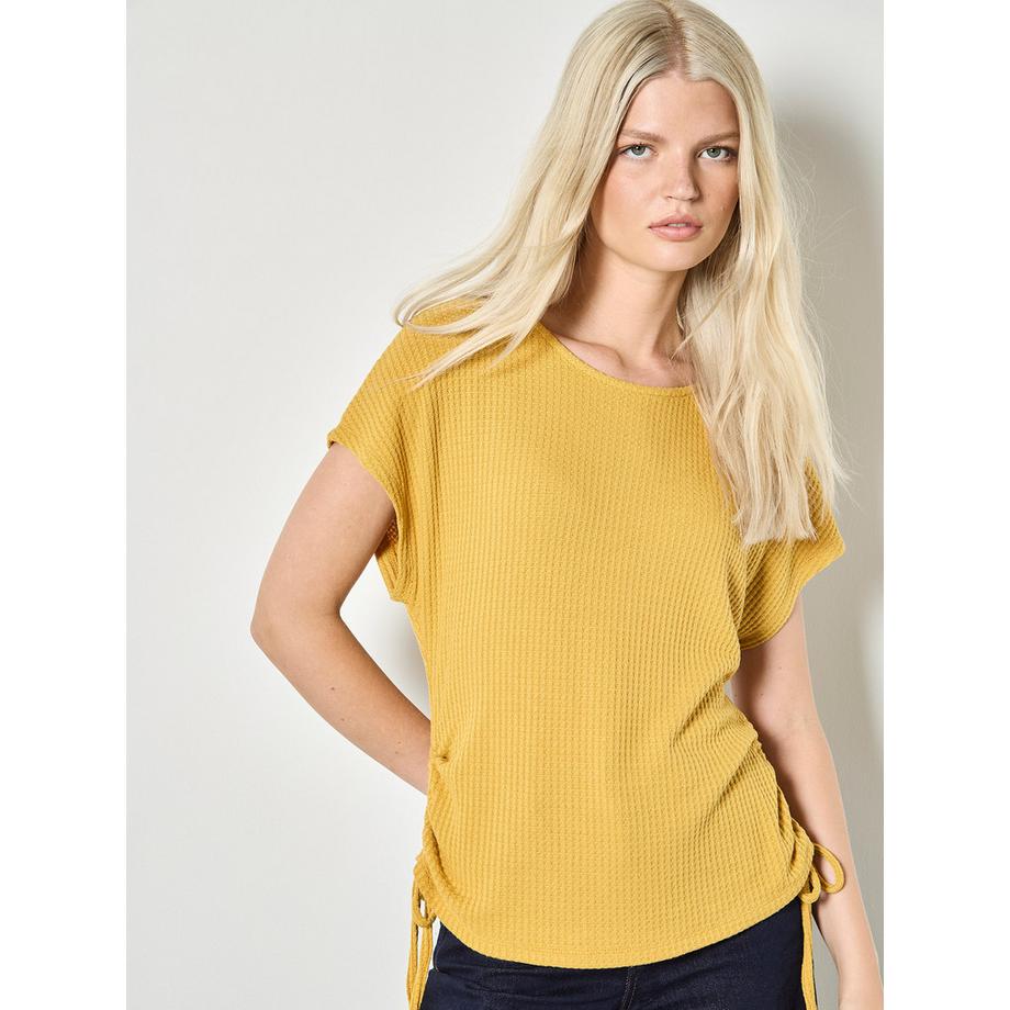 T-shirt froncé en maille gaufrée