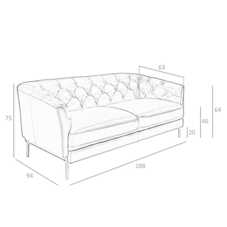 ANGEL CERDA Divano Chester a 2 posti in pelle marrone cognac  