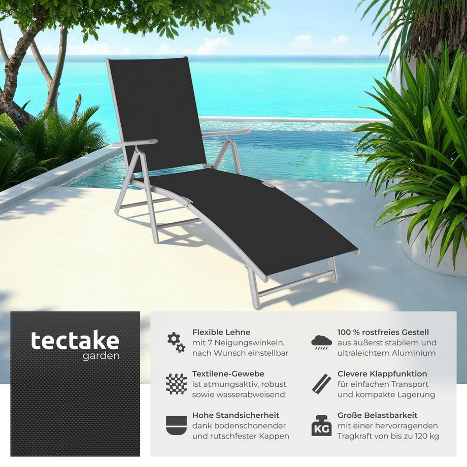 Tectake Gartenliege Marisol klappbar Textilene-Gewebe mit Aluminiumgestell  