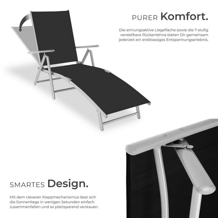 Tectake Gartenliege Marisol klappbar Textilene-Gewebe mit Aluminiumgestell  