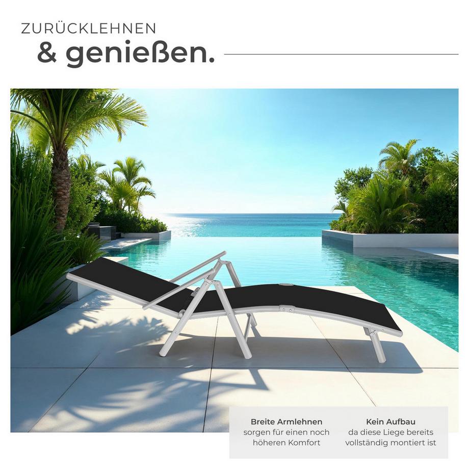 Tectake Gartenliege Marisol klappbar Textilene-Gewebe mit Aluminiumgestell  