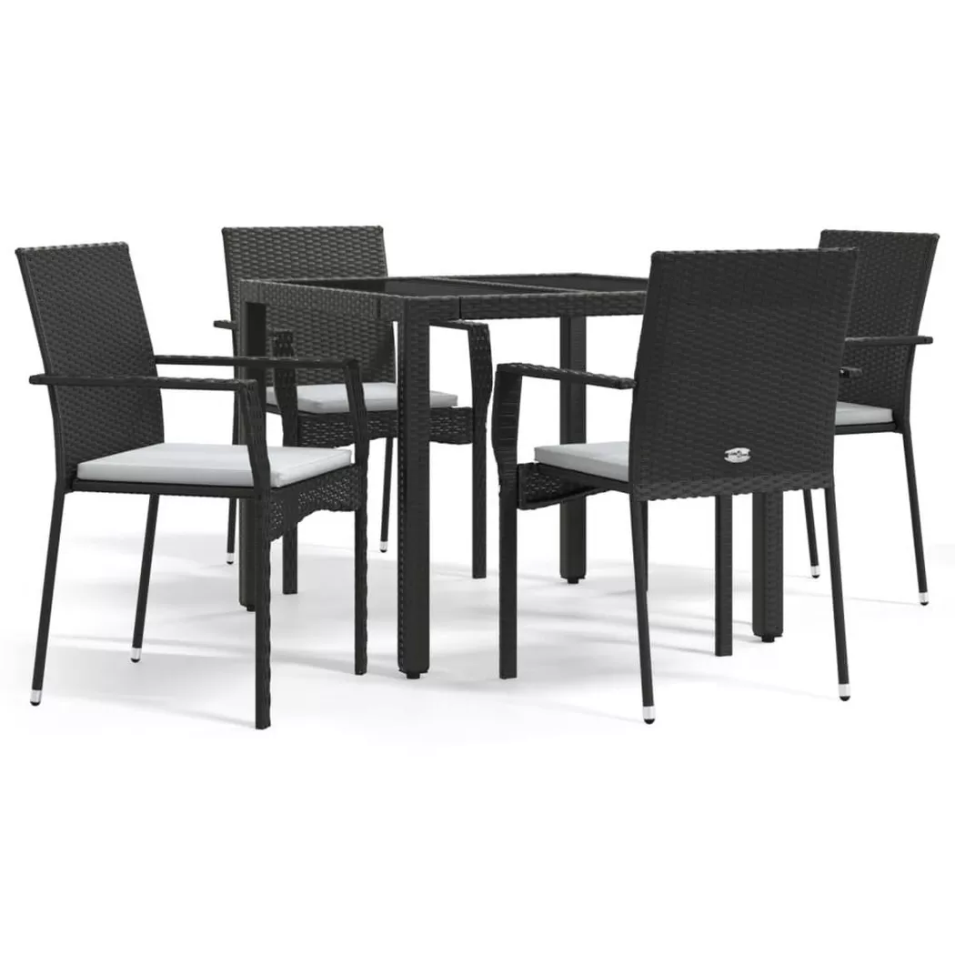 VidaXL - set da pranzo da giardino Polirattan, One Size, Nero