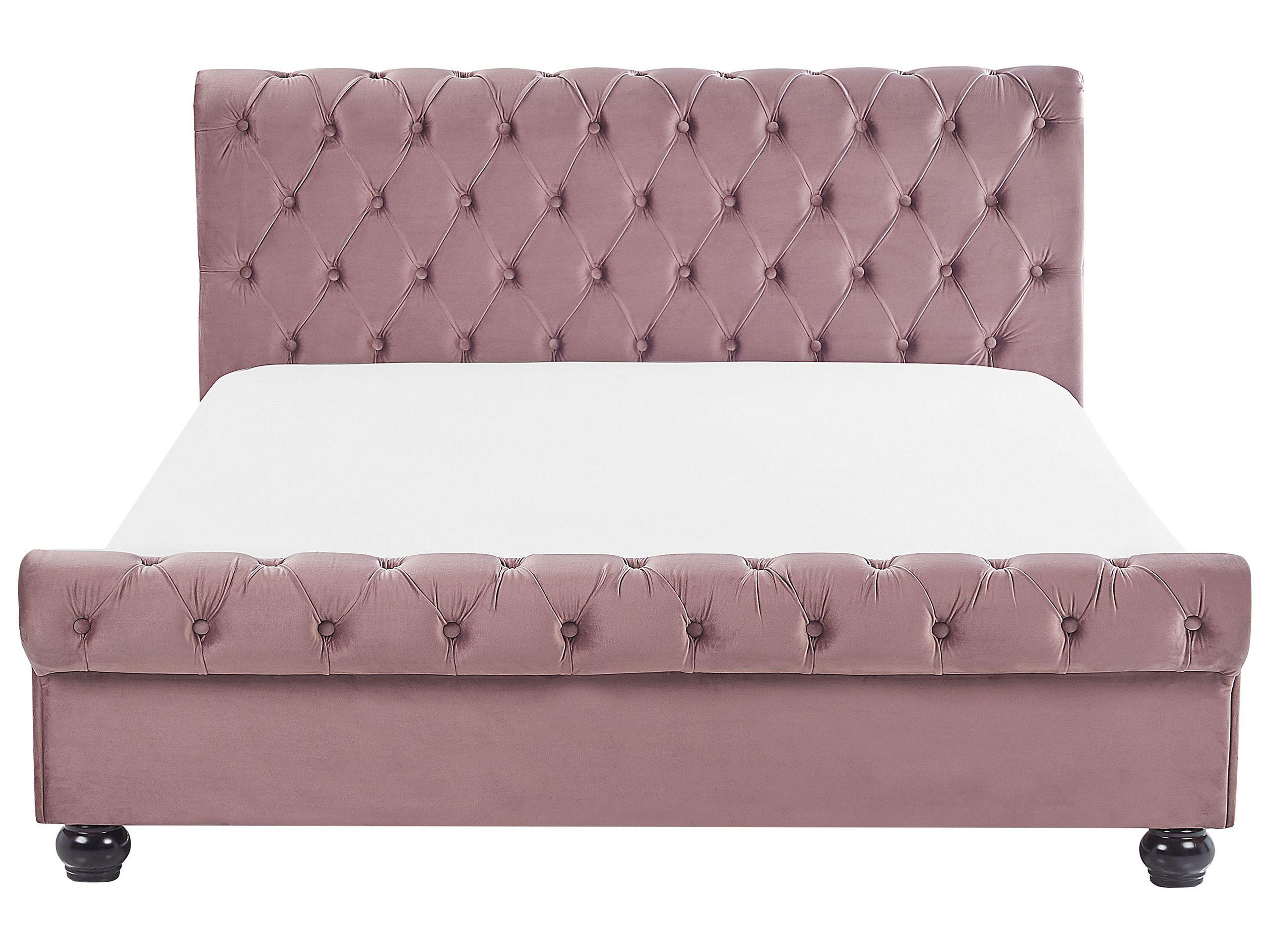 Beliani Letto con rete a doghe en Velluto Glamour AVALLON  