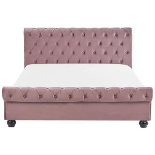 Beliani Letto con rete a doghe en Velluto Glamour AVALLON  