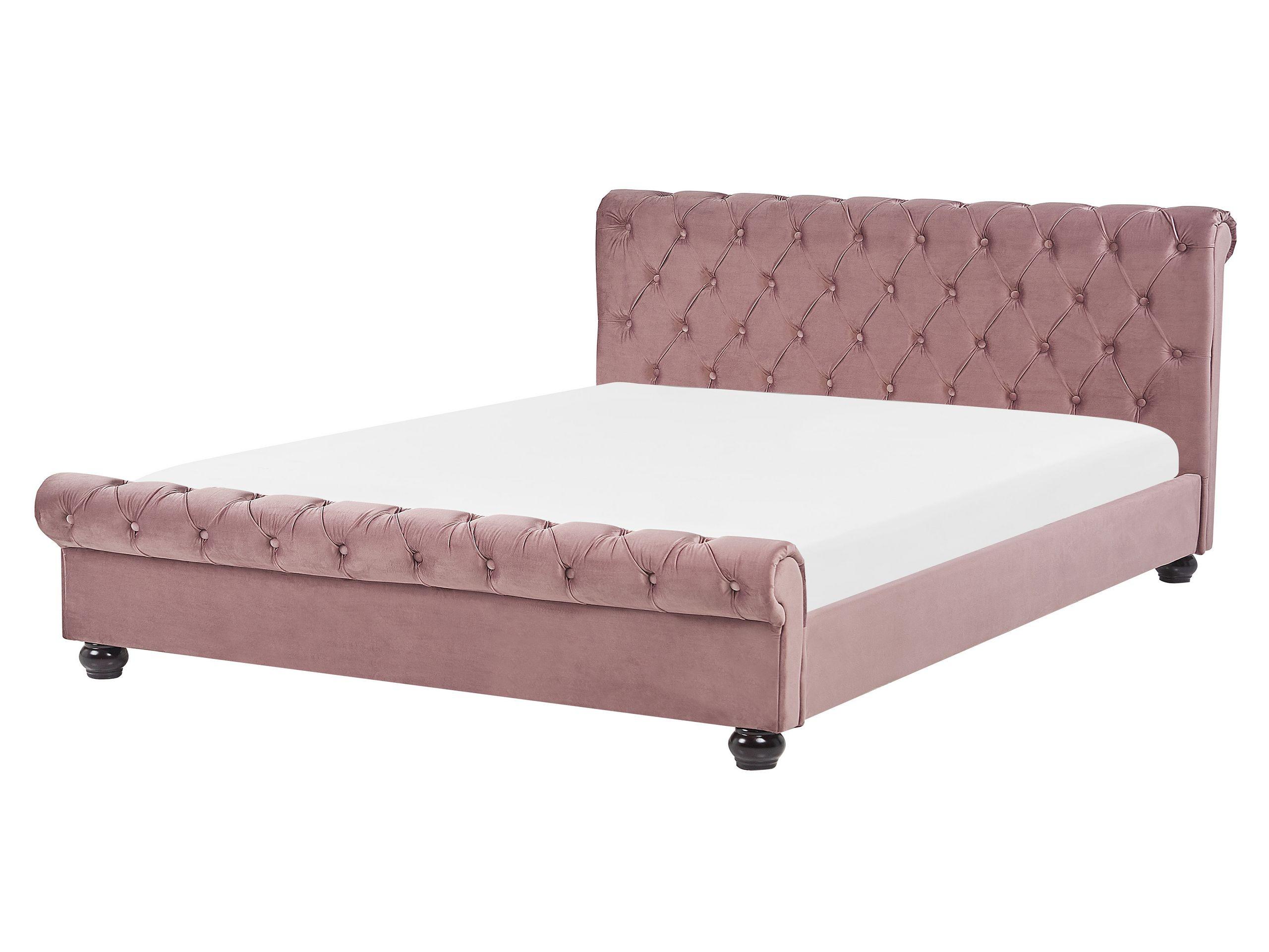 Beliani Letto con rete a doghe en Velluto Glamour AVALLON  