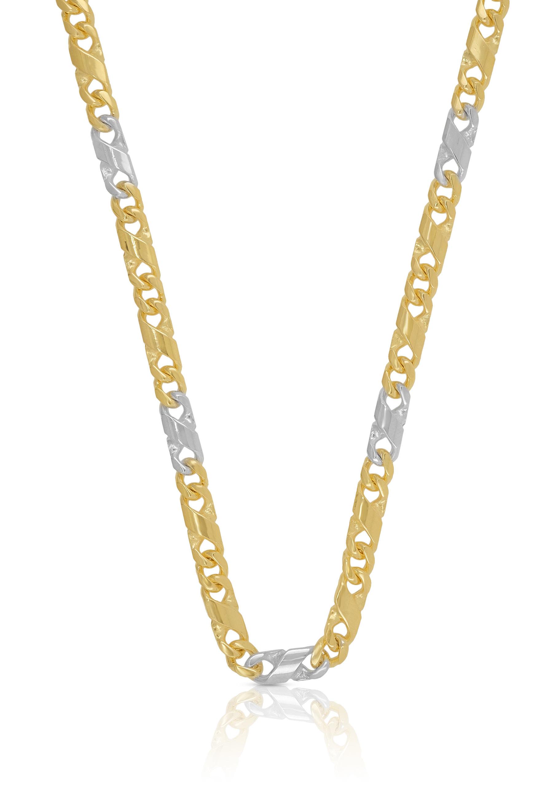 Image of Collier 8er-kette Bicolor Gelb-/weissgold 750, 3.8mm, 50cm Damen Gold 50 CM