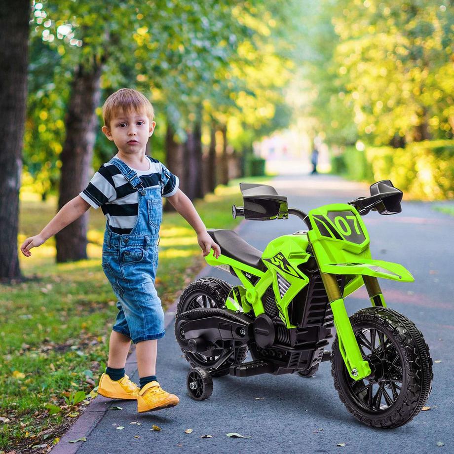 Northio  Kinder Elektro-Motorrad, 6V Kindermotorrad mit Stützrädern, Kinderfahrzeug mit Hupe und Startgeräusch, 3 km/h, für 3-8 Jahre Kinder, max. 30 kg, Grün 