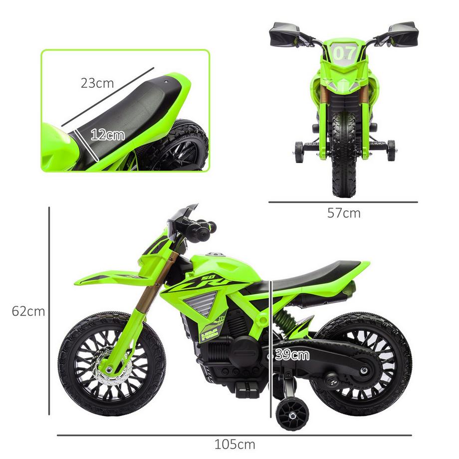 Northio  Kinder Elektro-Motorrad, 6V Kindermotorrad mit Stützrädern, Kinderfahrzeug mit Hupe und Startgeräusch, 3 km/h, für 3-8 Jahre Kinder, max. 30 kg, Grün 