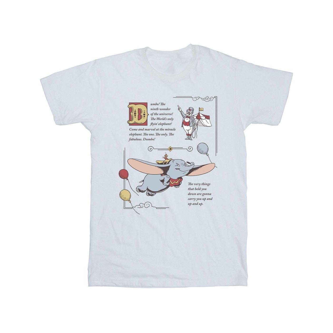 Image of Dumbo Story Book Page Tshirt Unisex Weiss 152-158