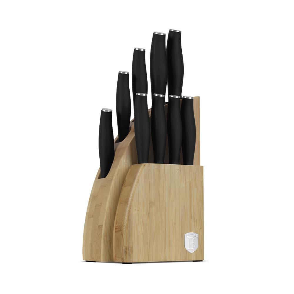 Berlinger Messerset 10-teiliges mit Bambus Messerblock Black Silver Collection  