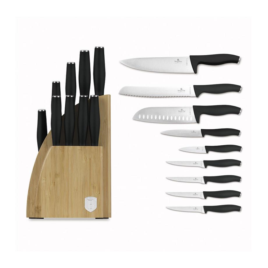 Berlinger Messerset 10-teiliges mit Bambus Messerblock Black Silver Collection  