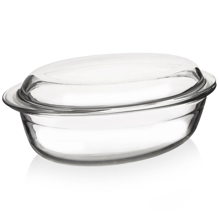 Orion  Ovale ofenfeste Glasform mit Deckel zum Backen und Gratinieren 