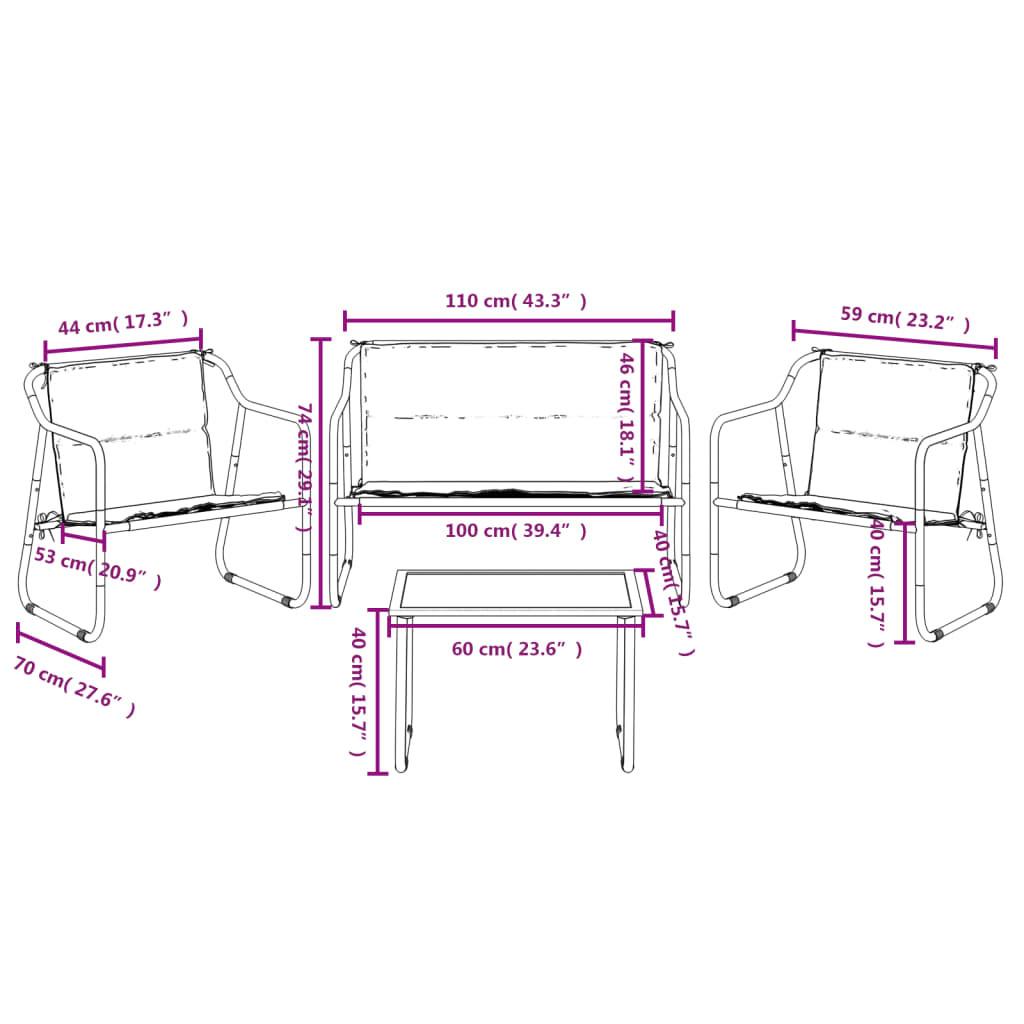 VidaXL Garten lounge set stahl  