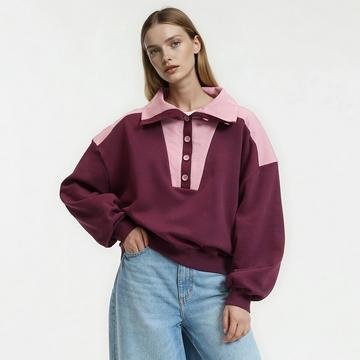 Sweatshirt mit geknöpftem Trucker-Kragen