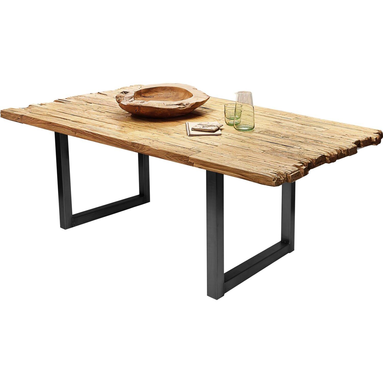 mutoni Massivholztisch 180x100 - recyceltes Teak natur - Metall antik  