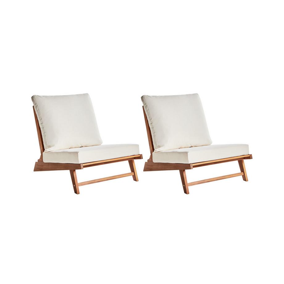 Beliani Lot de 2 chaises de jardin avec coussins en Acacia Rustique MICCIANO  