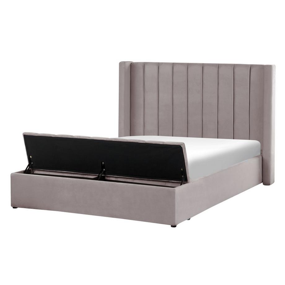 Wasserbett mit Stauraumbank aus Samtstoff  NOYERS