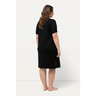 Ulla Popken Chemise de nuit Détails en satin Col en V Manches courtes  