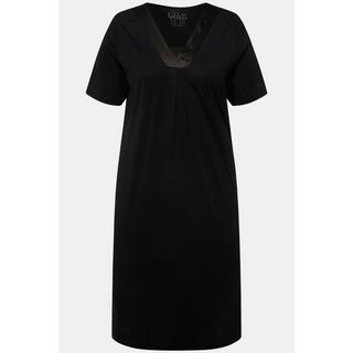 Ulla Popken Chemise de nuit Détails en satin Col en V Manches courtes  