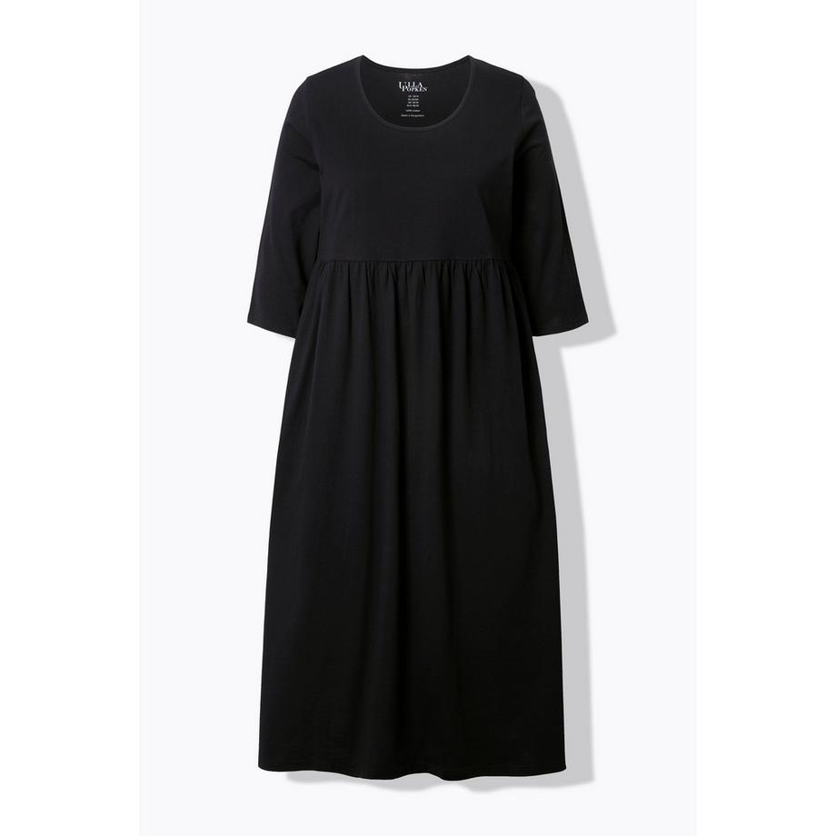 Ulla Popken Robe Maxi en Jersey Coupe A-Ligne Col Rond Manches 3/4 avec Poches  