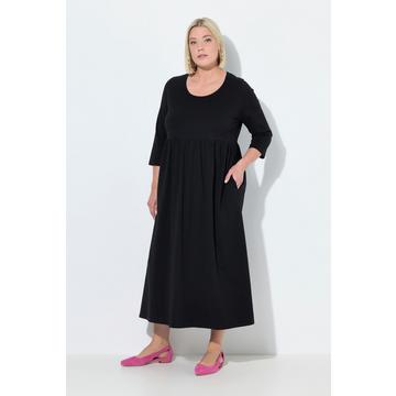 Jersey-Maxikleid, A-Linie, Rundhals, 3/4-Arm, Taschen