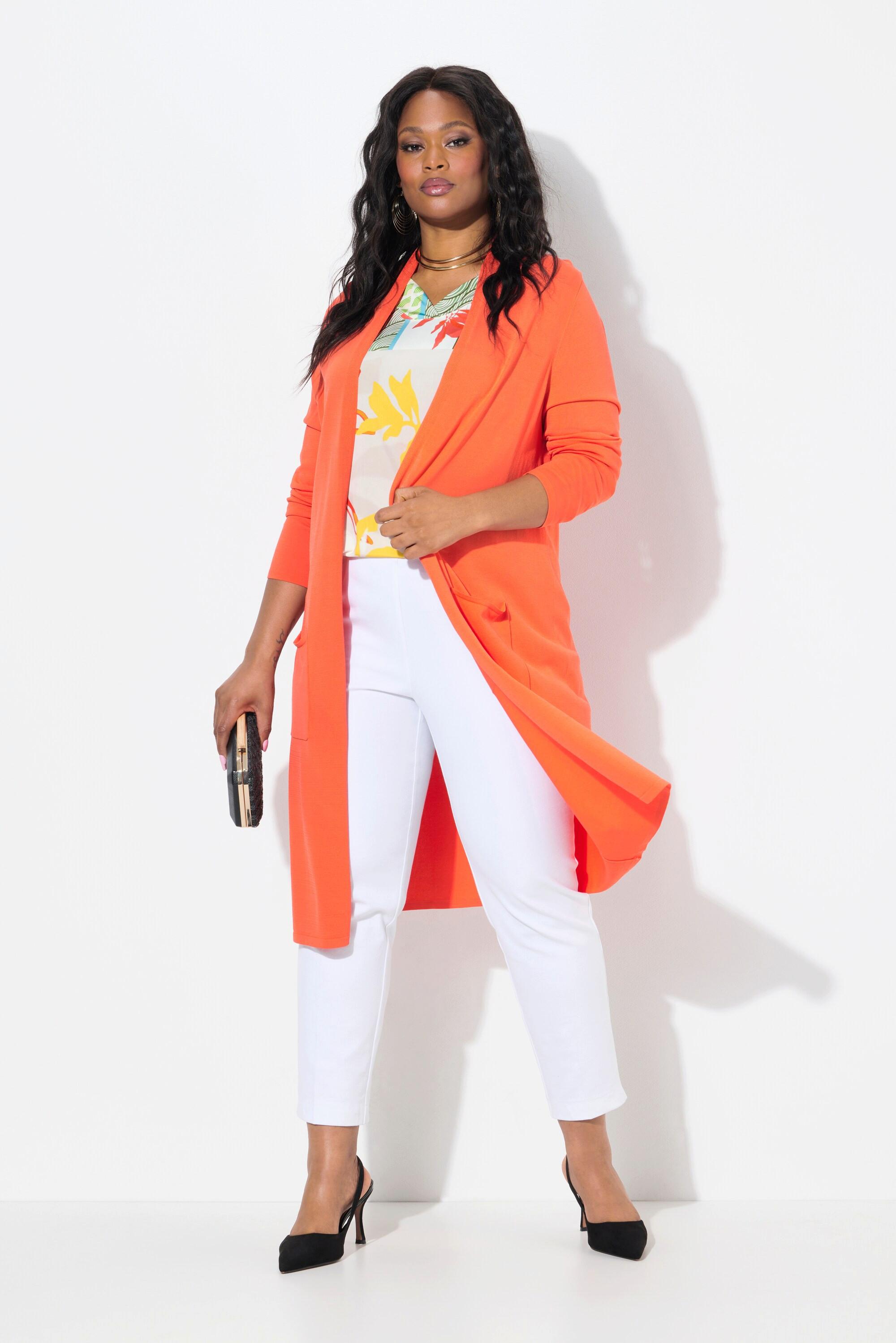 Ulla Popken Cardigan Long Col Montant Coupe Ouverte  