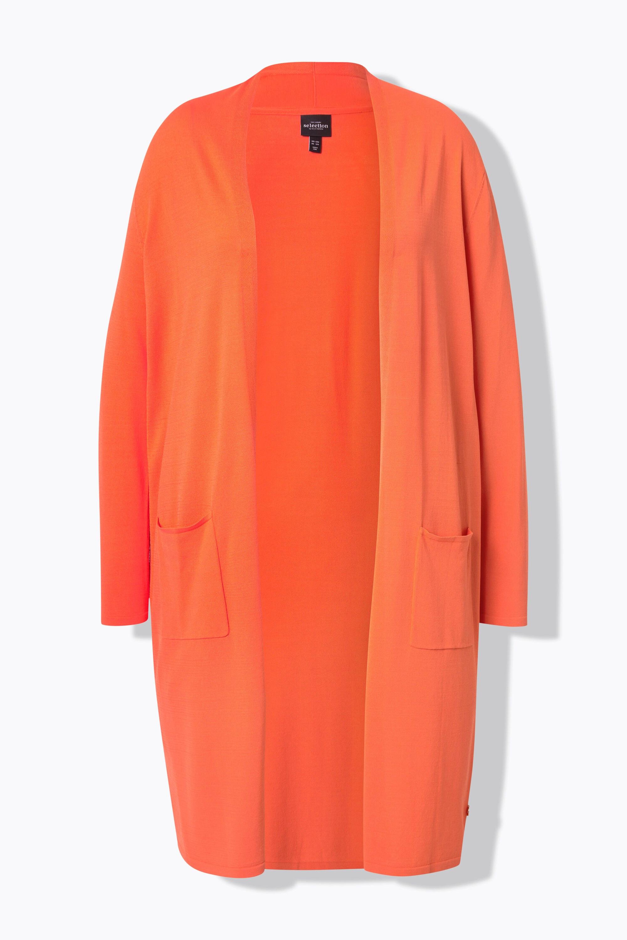 Ulla Popken Cardigan Long Col Montant Coupe Ouverte  