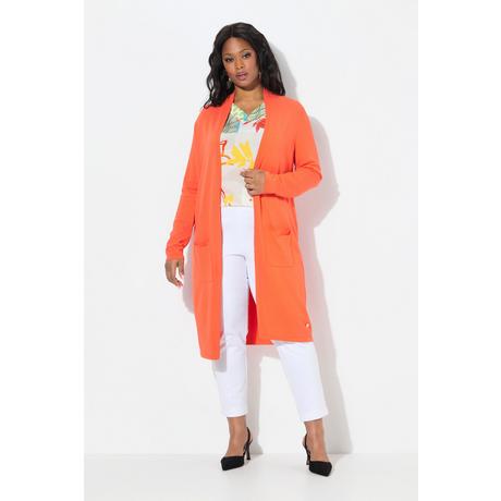 Ulla Popken Cardigan Long Col Montant Coupe Ouverte  