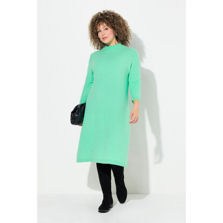 Ulla Popken Strickkleid A-Linie Stehkragen 3/4-Arm  