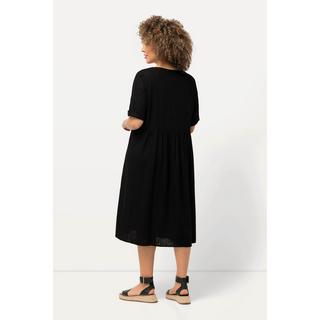 Ulla Popken  Kleid, Leinenmix, A-Linie, Rundhals, Halbarm 