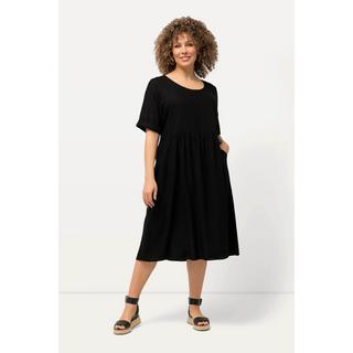 Ulla Popken  Kleid, Leinenmix, A-Linie, Rundhals, Halbarm 