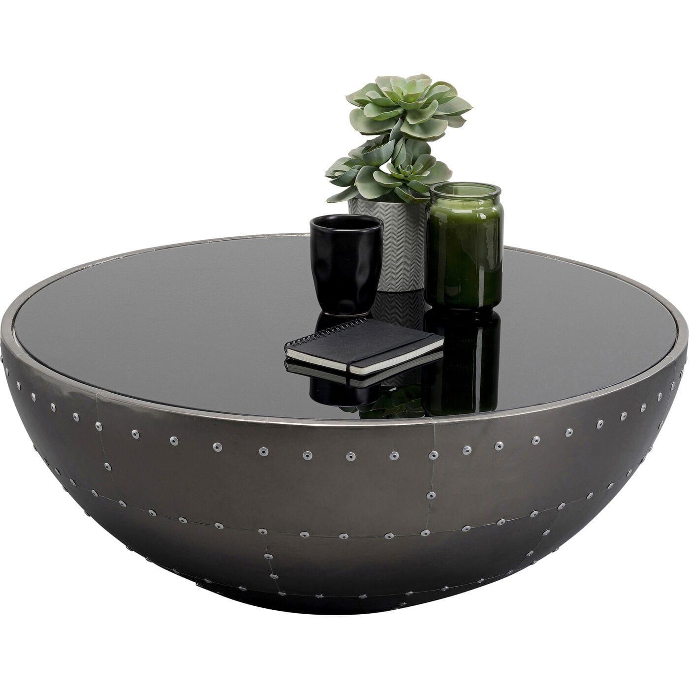 KARE Design Table basse Lounge noir graphite rond 83  