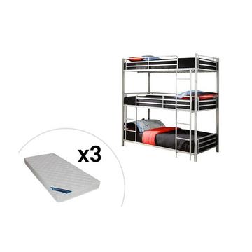 Lits superposés triple 3Métal + matelas ELOUAN III