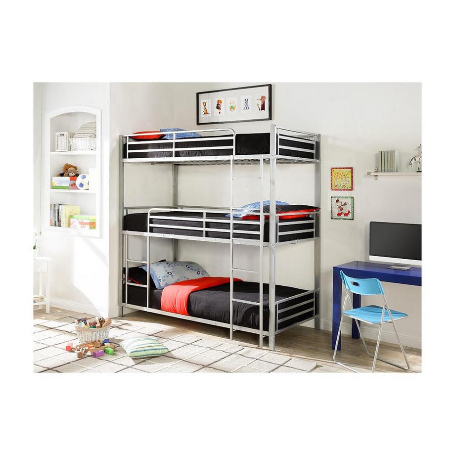 Vente-unique Letto a castello triplo 0 Metallo o + Materasso ELOUAN III  