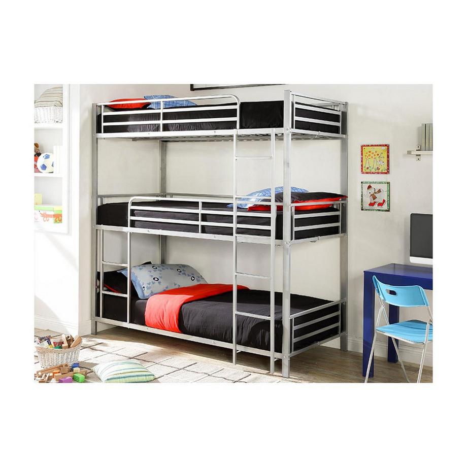 Vente-unique Letto a castello triplo 0 Metallo o + Materasso ELOUAN III  