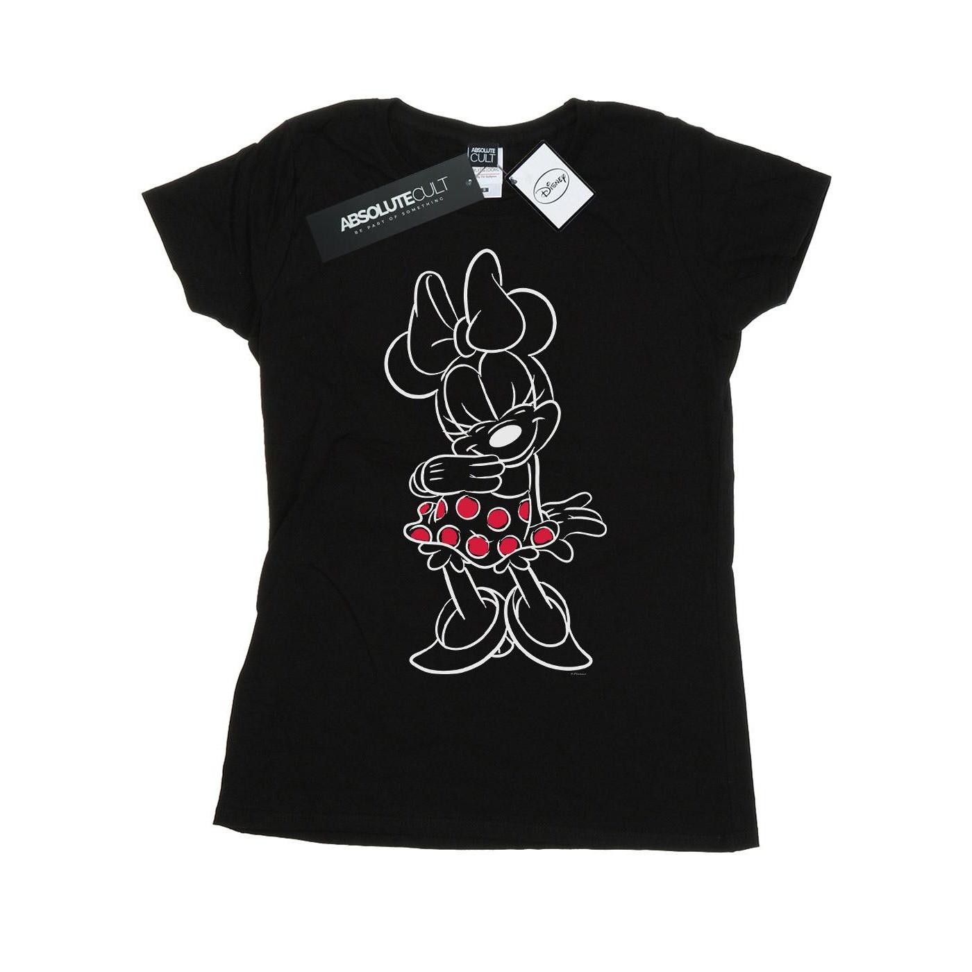 Image of Minnie Mouse Outline Polka Dot Tshirt Damen Schwarz L