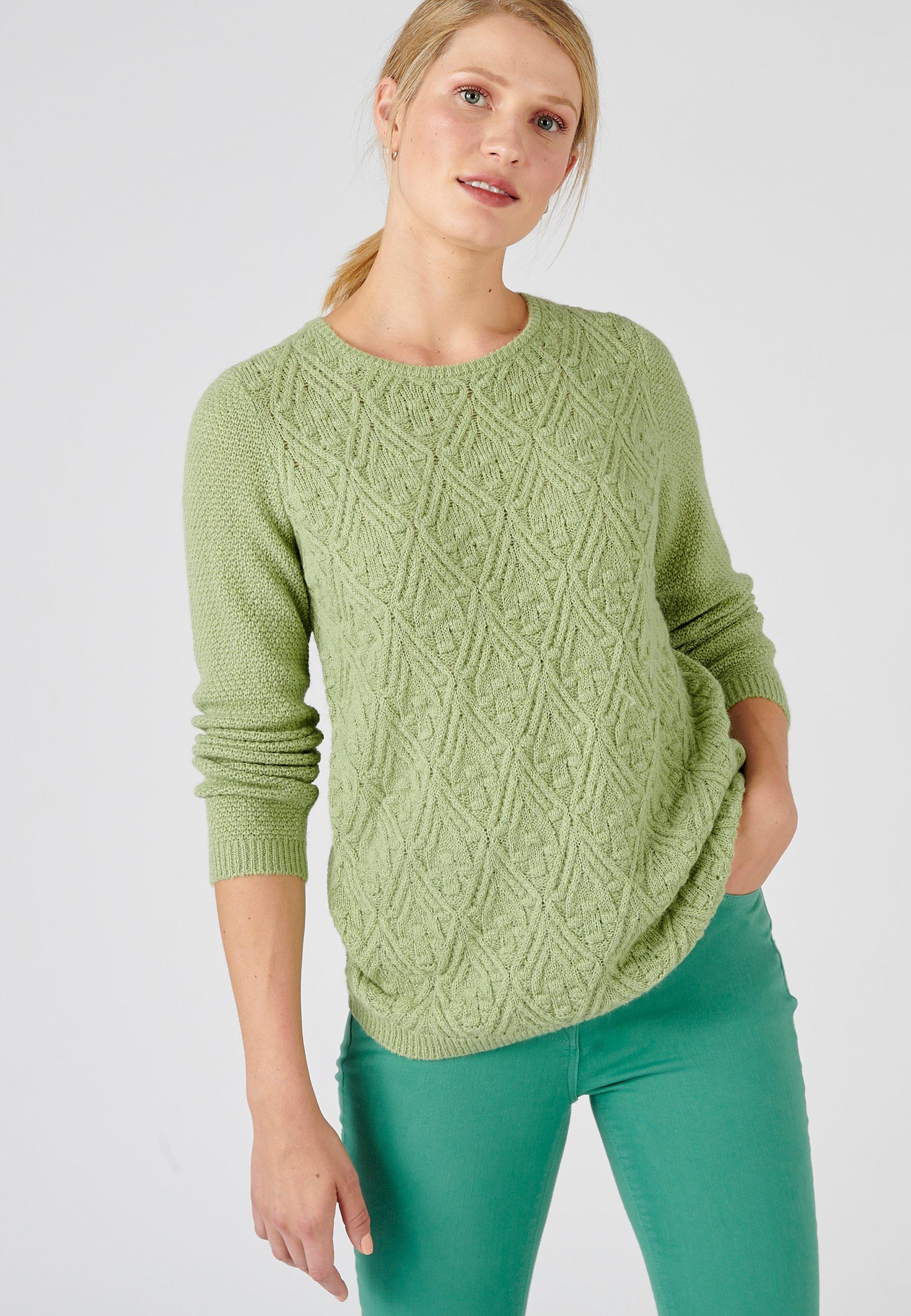 Image of Musterstrick-pullover 55 % Acryl, 30 % Polyamid, 15 % Wolle. Damen Grün 42/44