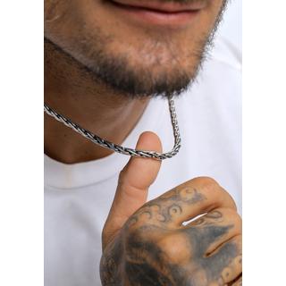 Kuzzoi  Collier Herren Zopfkette Oxidiert Massiv 925 Silber 