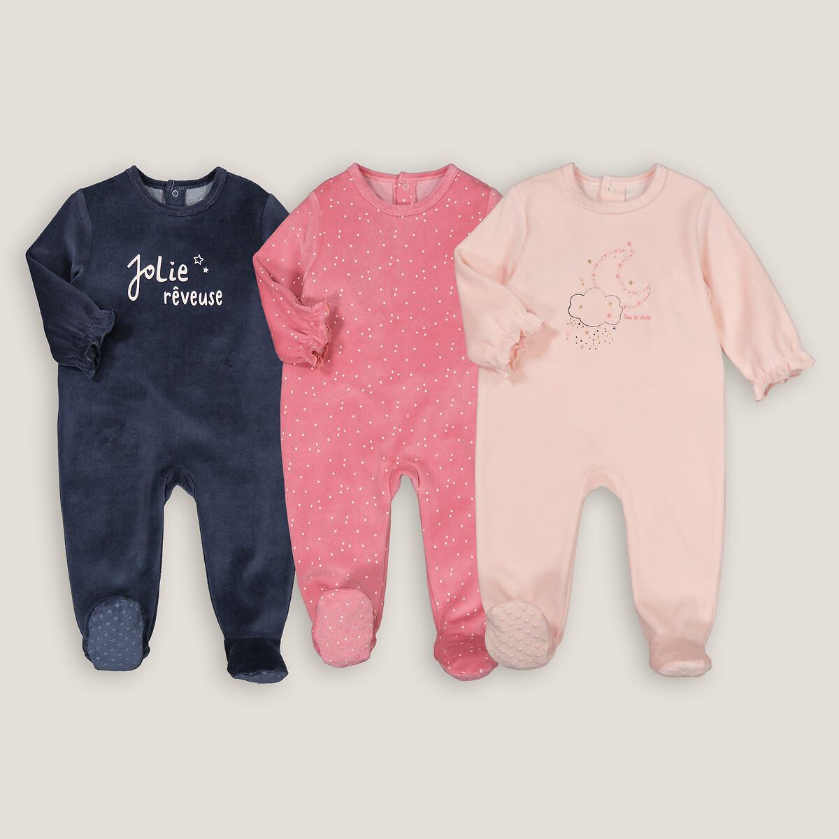 Image of 3er-pack Strampler Aus Samt Unisex Blau 0-3M