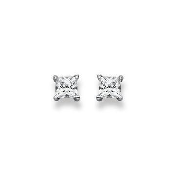 Clous d'oreilles or blanc 750 Zircone 5mm