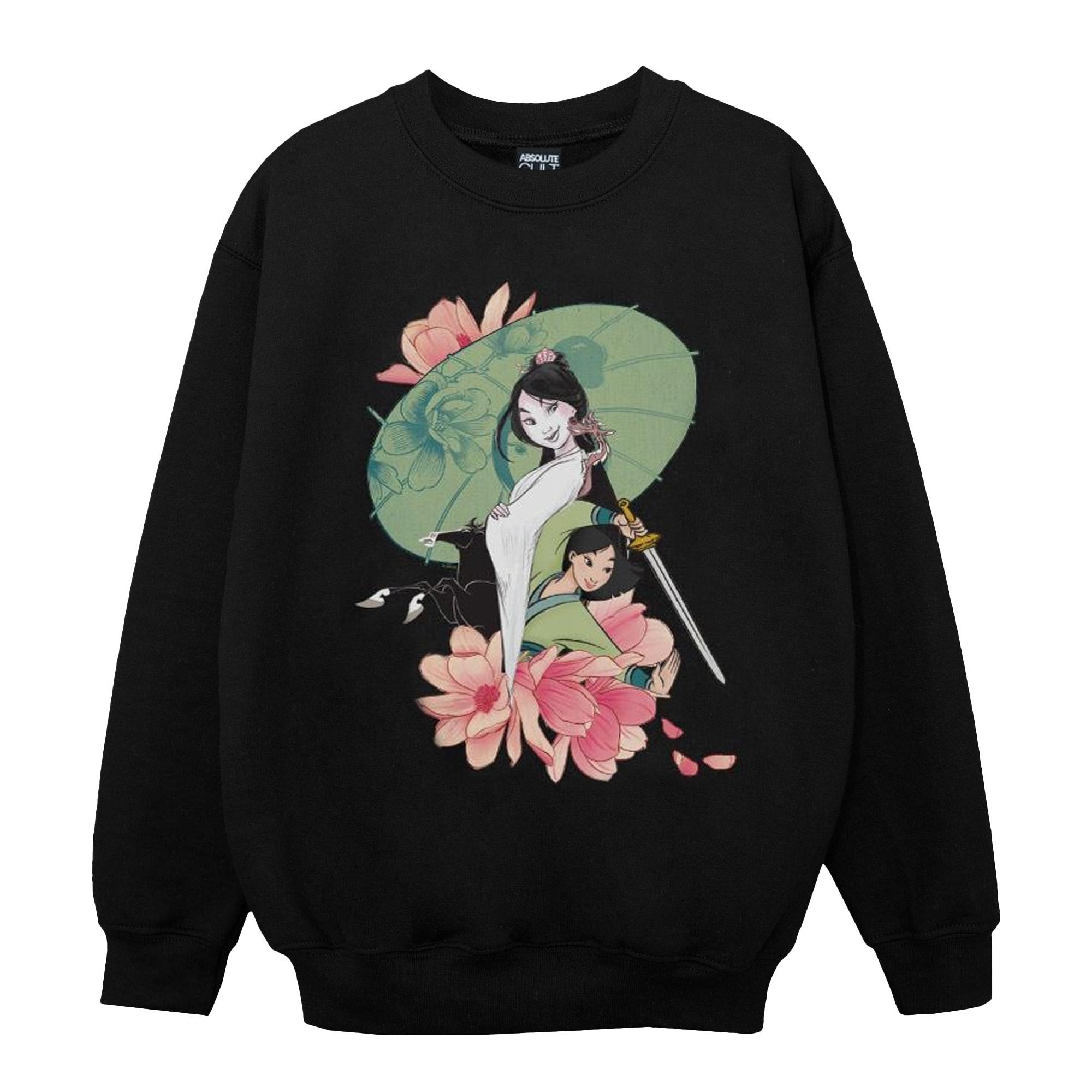 Image of Mulan Magnolia Collage Sweatshirt Unisex Schwarz 152-158
