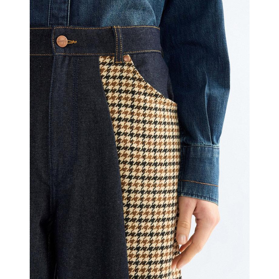 Wrangler Jean Cowboy avec Panneaux à Motif Pied-de-Poule  