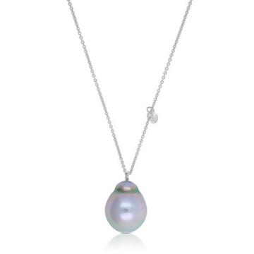 Collier Weissgold 750 Tahiti Perle 8-9mm Brillant 0.06ct.