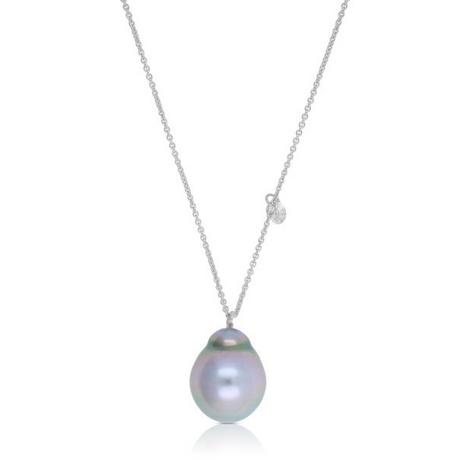 MUAU Schmuck  Collier or blanc 750 perle de Tahiti 8-9mm brillant 0.06ct. 