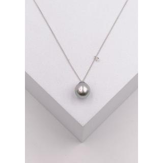 MUAU Schmuck  Collier or blanc 750 perle de Tahiti 8-9mm brillant 0.06ct. 