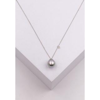 MUAU Schmuck  Collier or blanc 750 perle de Tahiti 8-9mm brillant 0.06ct. 