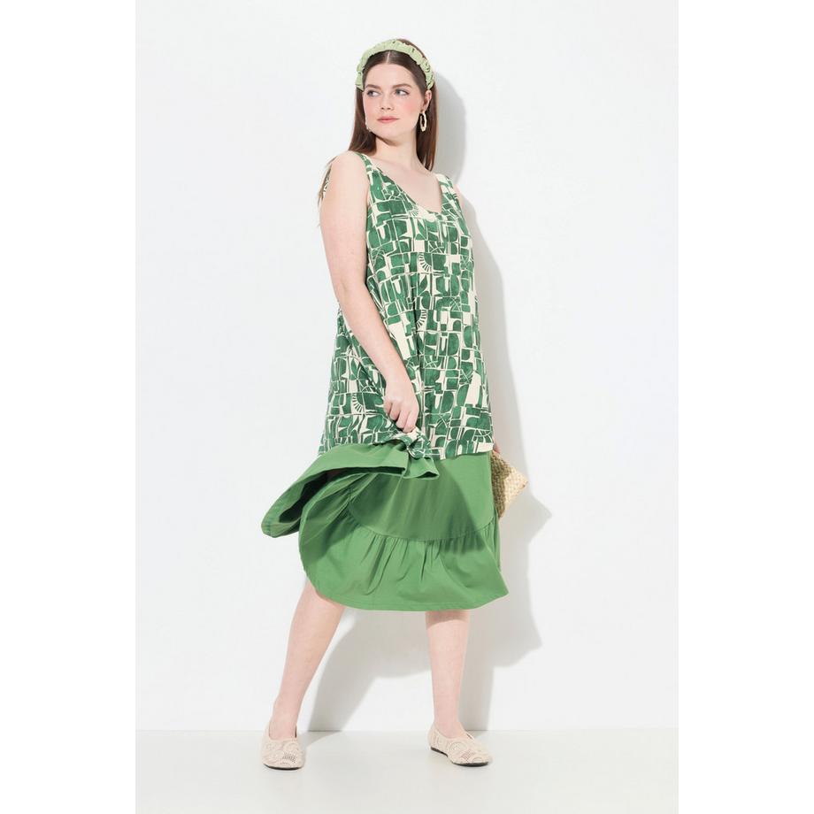 Ulla Popken Abito midi linea ad A senza maniche scollo a V  